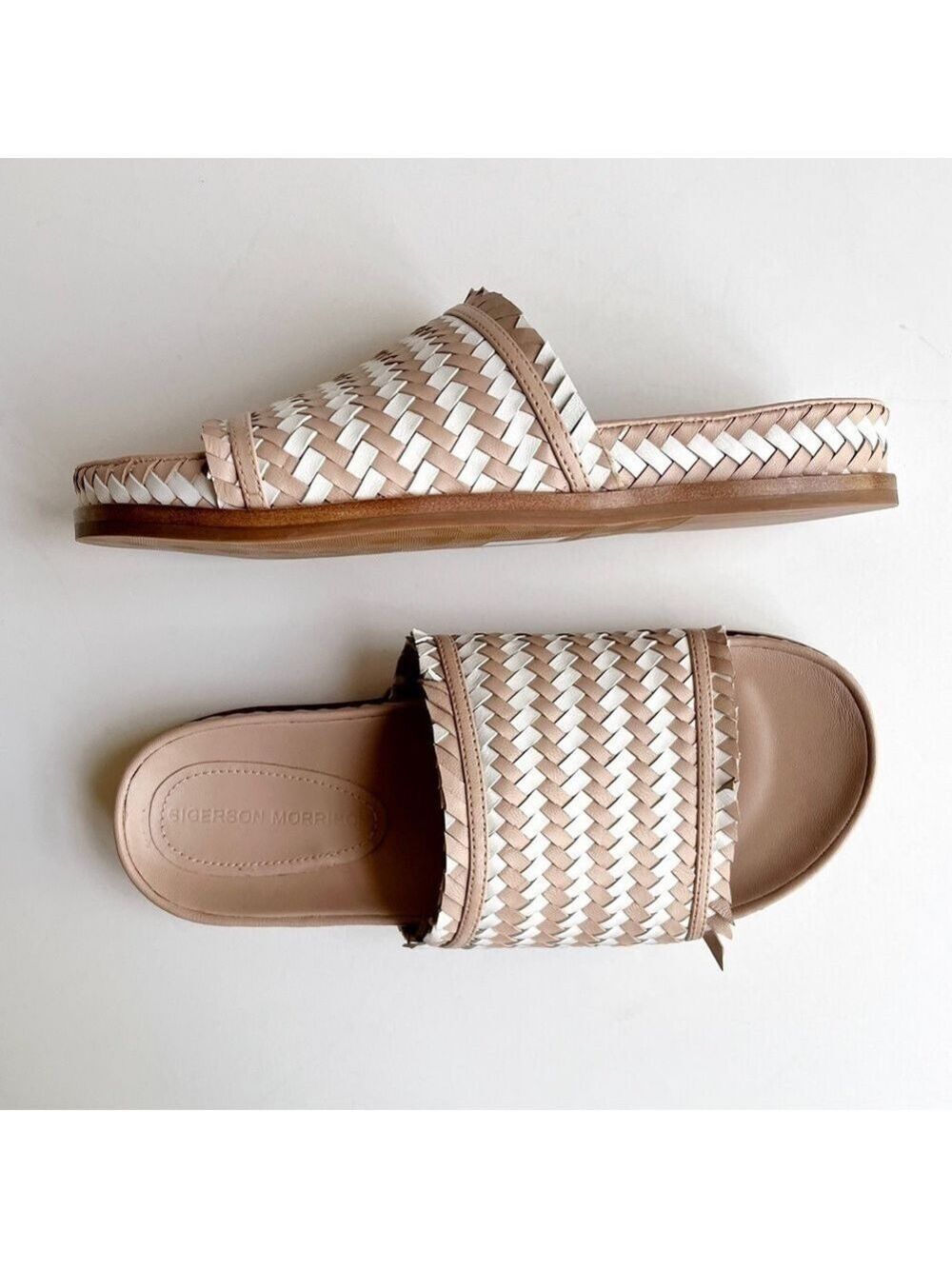 Sigerson Morrison Woven Leather Slide Sandals - Picture 6 of 12